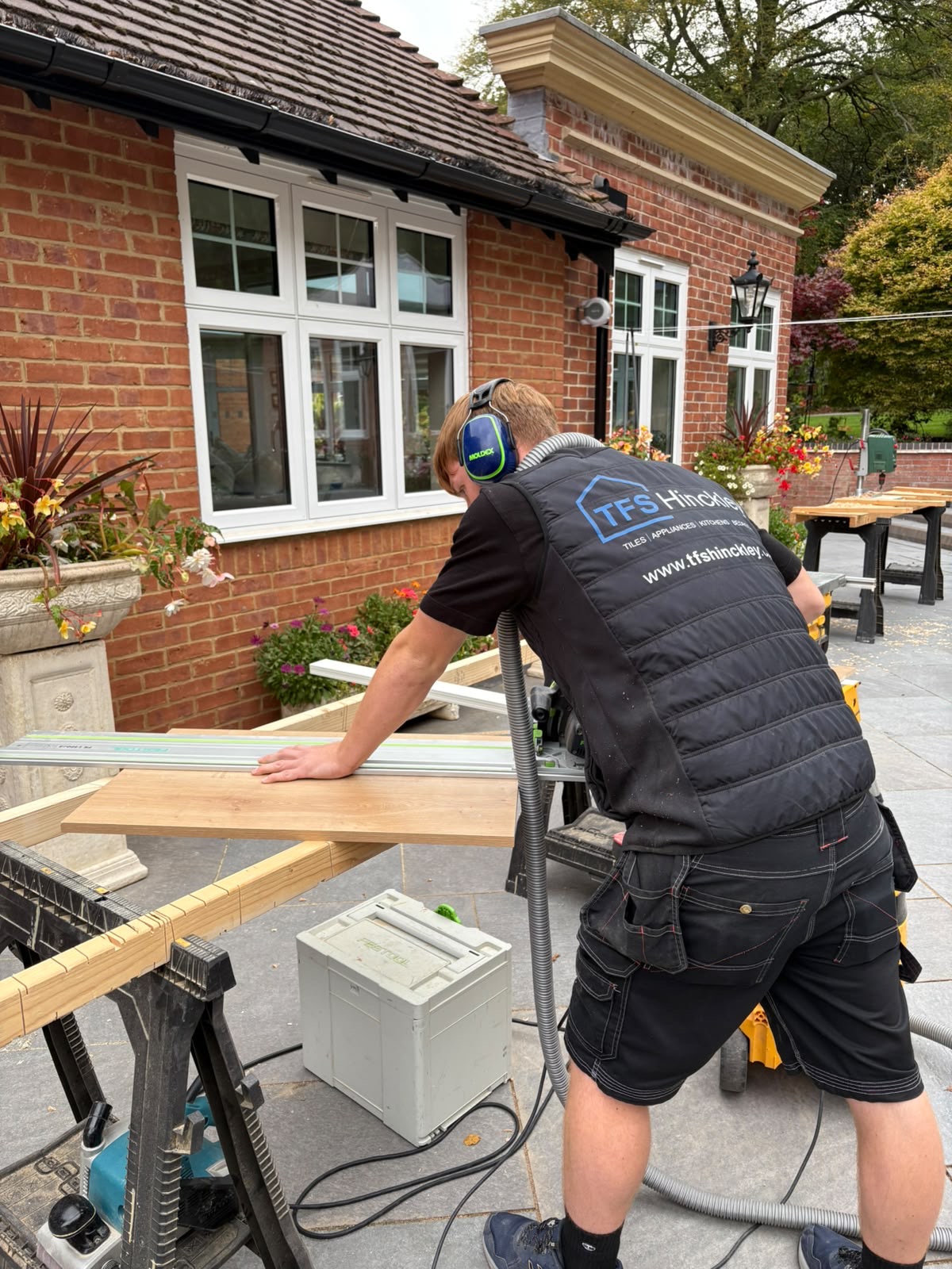 TFS fitter preparing material during an installation