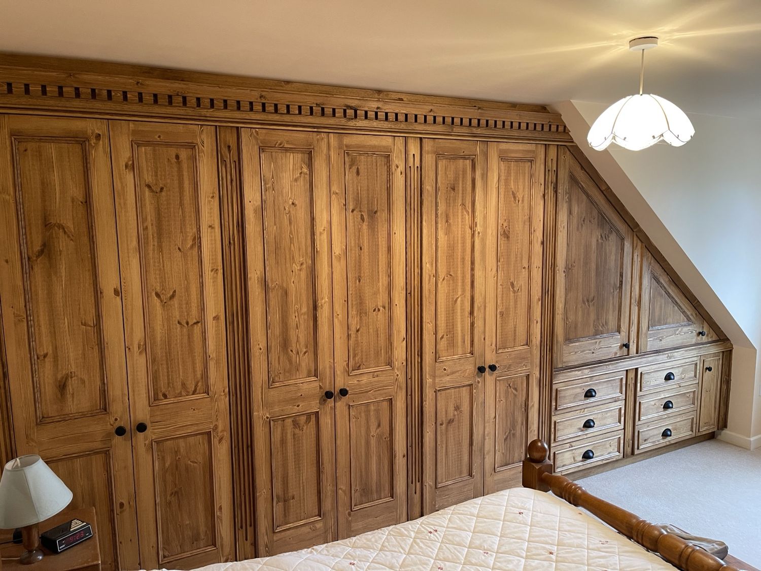 Angled Stained Pine Bedroom — Stoney Stanton