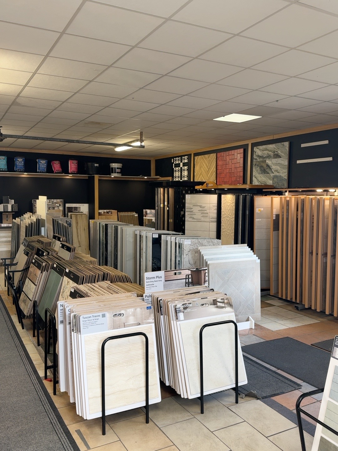 Wide selection of tile displays in the TFS Hinckley showroom