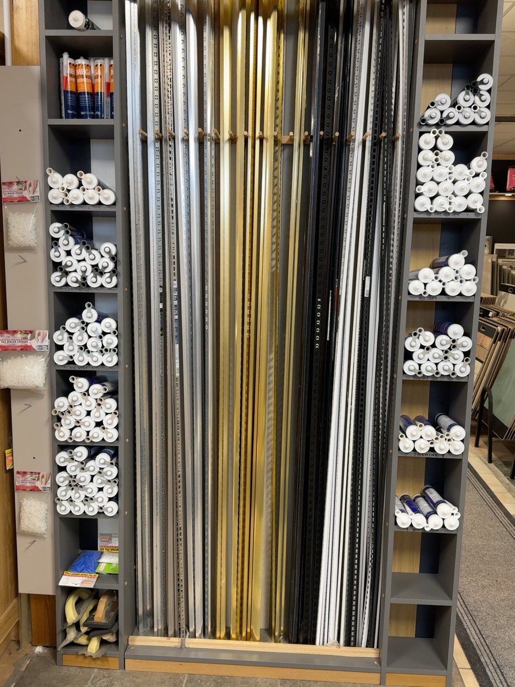 Tile trims and silicone colours stocked at TFS Hinckley