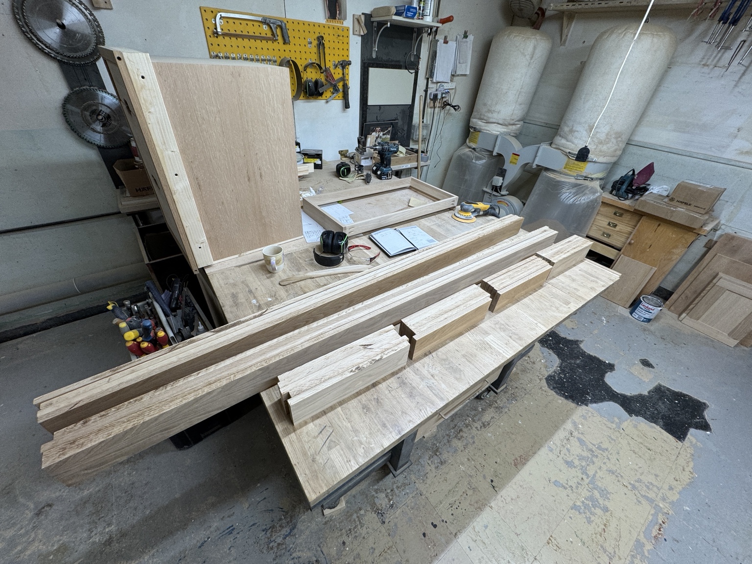 Timber components prepared on the TFS workshop bench